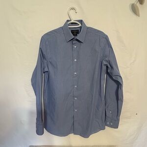 Black Brown 1826 Classic Blue Patterned Dress Shirt 100%Cotton Size 15.5